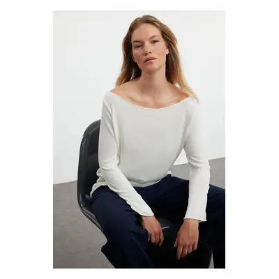 Trendyol Ecru Transparent Look Fine Knitwear Sweater