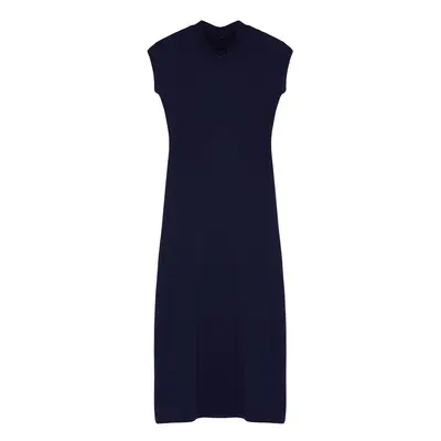 Trendyol Navy Blue Fitted Moon Sleeve Flexible Maxi Knitted Dress