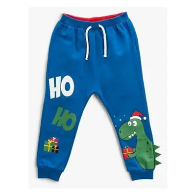 Koton Baby Boy Christmas Theme with Dinosaur Print Tie Waist Jogger Sweatpants 3wmb4