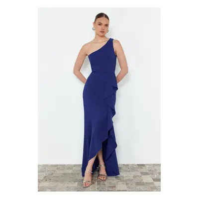 Trendyol Saks Flounce Single Sleeve Woven Long Evening Dress