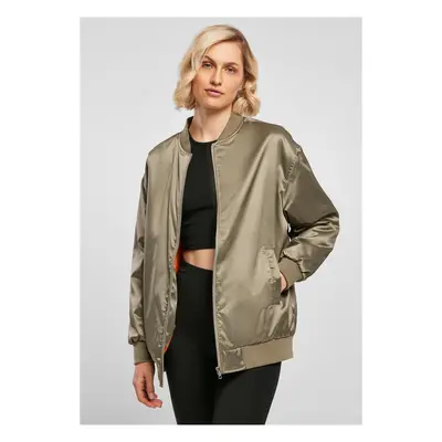 Women's Oversized Satin Bomber Jacket Softolive