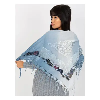 Women's blue scarf with decorative trim