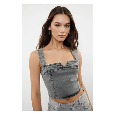 Trendyol Gray Denim Bustier