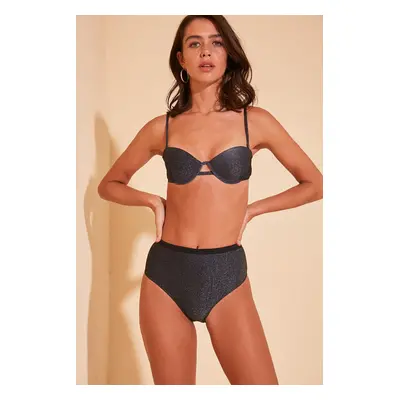 Trendyol Antracit Bright High Waist Bikini alsó