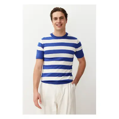 Trendyol Saks Slim-Tight Fit Crew Neck Striped Knitwear T-Shirt