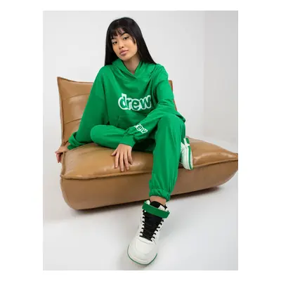 Green women's tracksuit with sweatshirt