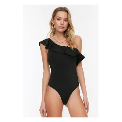 Trendyol Black Frill Detailed Swimsuit