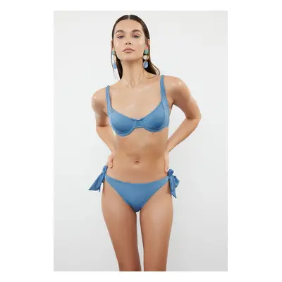 Trendyol Blue Tie-Up Brazilian Bikini Bottom