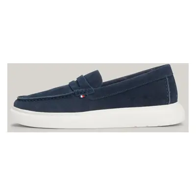 Navy blue men's suede loafers by Tommy Hilfiger