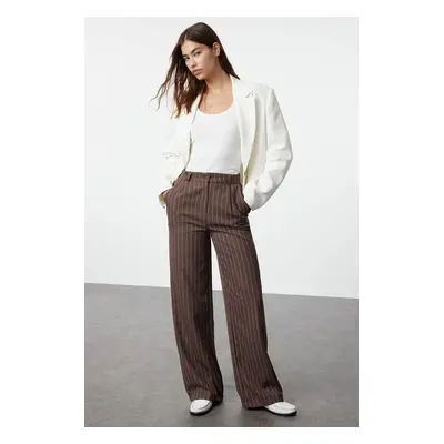 Trendyol Mink High Waist Wide Leg/Wide Leg Striped Woven Trousers