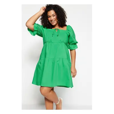 Trendyol Curve Green Woven Tie Detailed Dress