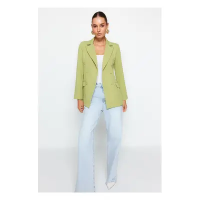 Trendyol Pistachio Green Regular Lined Double Breasted Closure Woven Blazer Jacket