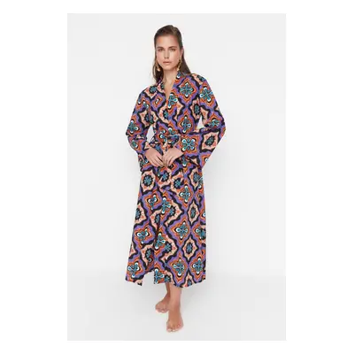 Trendyol Purple Geometric Pattern Beach Kimono & Beach Caftan