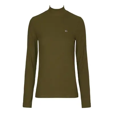 Tommy Jeans T-Shirt - TJW RIB MOCK NECK LONGSLEEVE green