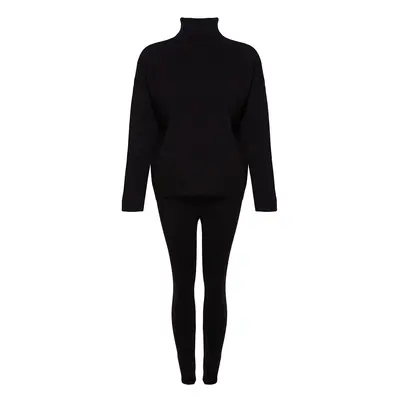 Trendyol Black Wide Fit Turtleneck Knitwear Bottom-Top Set