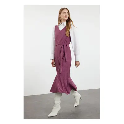 Trendyol Plum Striped Woven Gilet Dress