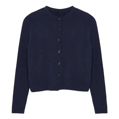 Trendyol Navy Blue Woolen Jacket-Look Knitted Cardigan