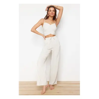 Trendyol Ecru Woven Blouse Trousers Set