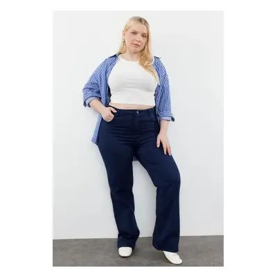 Trendyol Curve Navy Blue High Five Tube Leg Denim Trousers