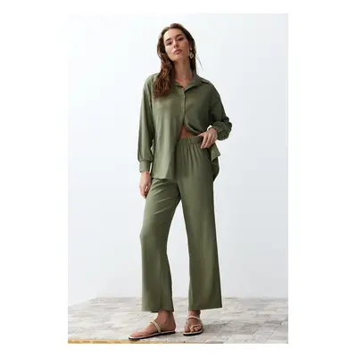 Trendyol Green Shirt Trousers Woven Bottom-Top Set