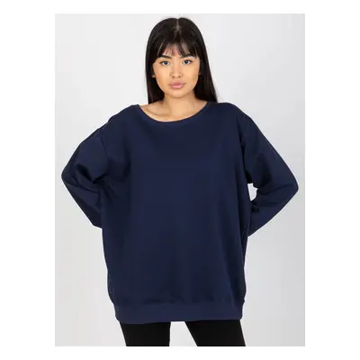 Navy blue solid color oversize sweatshirt without hood