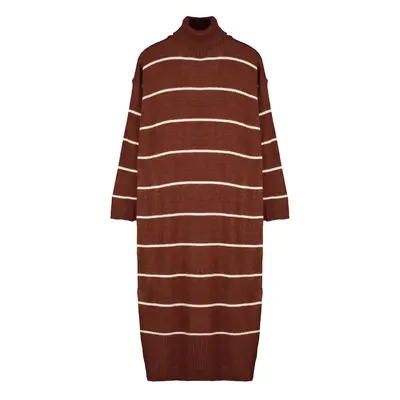 Trendyol Brick Maxi Knitwear Wide Pattern Soft Texture Dress