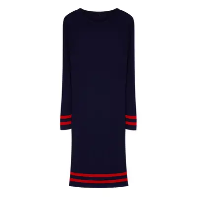 Trendyol Curve Navy Blue Corduroy Knitwear Plus Size Dress