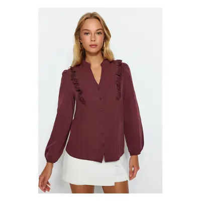 Trendyol Burgundy Lace Cotton Woven Shirt