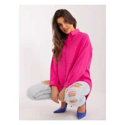 Women's button-down fuchsia shirt with collar