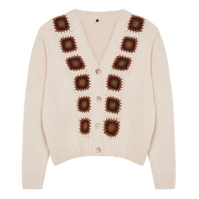 Trendyol Stone Soft Texture Crochet Detailed Knitwear Cardigan