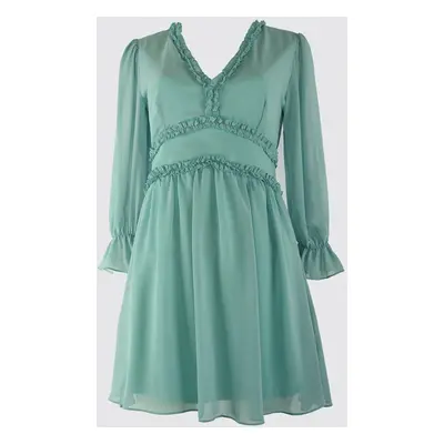 Trendyol Mint Fodros Részlet Chiffon Ruha