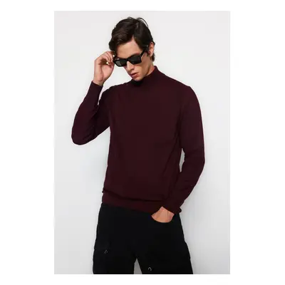 Trendyol Claret Red Slim Fit Half Turtleneck Basic Knitwear Sweater