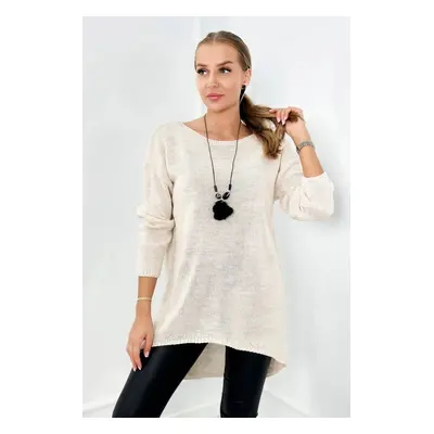 Sweater with necklace light beige