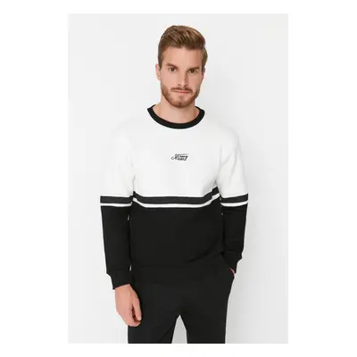 Trendyol Ecru Regular/Normal Cut Long Sleeve Printed Panelled Sweatshirt