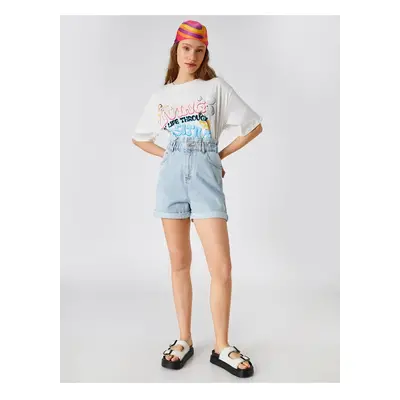 Koton Denim Shorts High Waist With Pocket