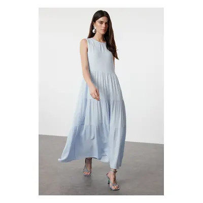 Trendyol Blue Straight Cut Midi Sleeveless Woven Dress