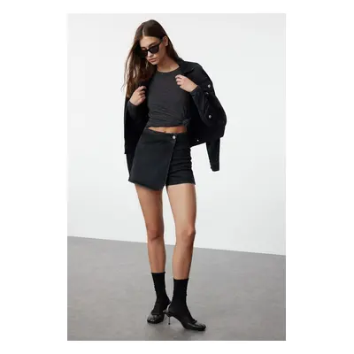 Trendyol Black More Sustainable Denim Shorts Skirt