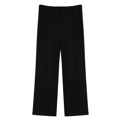 Trendyol Curve Black Rib Detailed Elastic Waist Knitted Wide Leg Plus Size Trousers