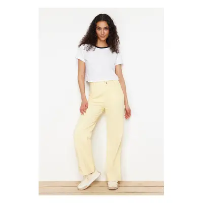 Trendyol Yellow More Sustainable Carpenter Detail High Waist Wide Leg Jeans