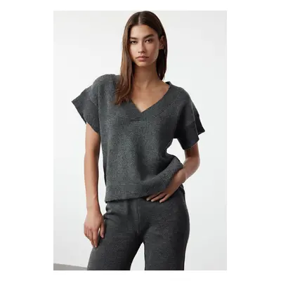 Trendyol Anthracite Soft Textured Knitwear Top-Bottom Set