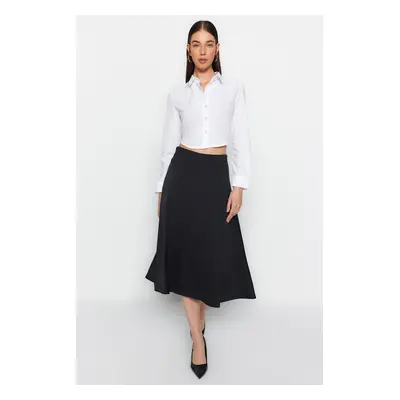 Trendyol Black Satin Fabric A-line Midi Woven Skirt