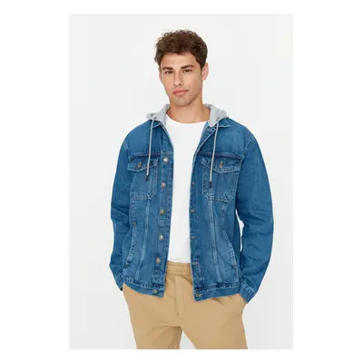 Trendyol Indigo Regular Fit Knitted Hooded Denim Jacket