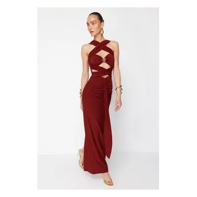 Trendyol X Zeynep Tosun Tile Cut Out Snake Accessory Detailed Evening Dress & Graduation Dress