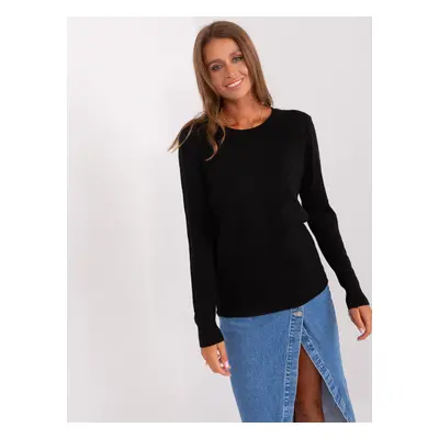 Classic black sweater with a round neckline