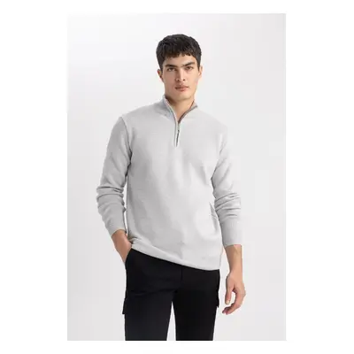 DEFACTO Standard Fit High Neck Zippered Sweater