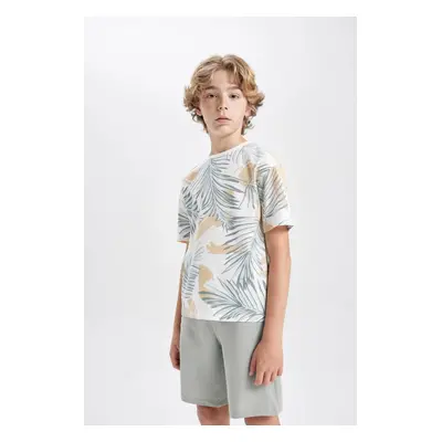 DEFACTO Boy Oversize Fit Crew Neck Patterned Short Sleeve T-Shirt