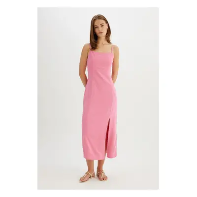 DEFACTO Linen Blend Strappy Maxi Dress