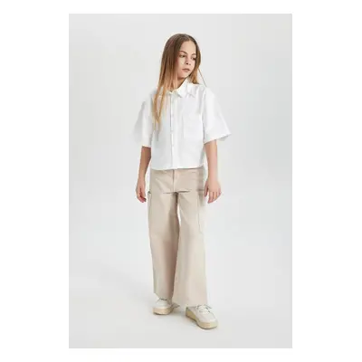 DEFACTO Girl's Wide Leg Cargo Wide Leg Jean Trousers