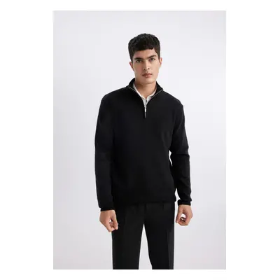 DEFACTO Standard Fit High Neck Zippered Sweater