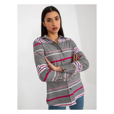 White and pink women's striped and checked shirt